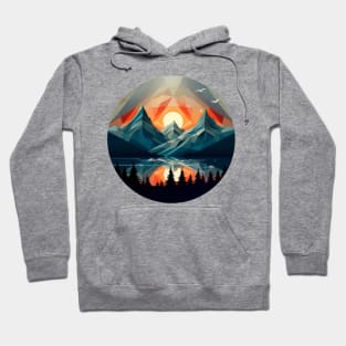 Geometric mountains, beautiful sunset Hoodie